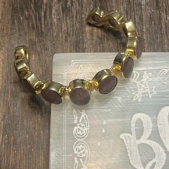 Cherry Quartz Adjustable Gold Bangle - Picture 3 of 4